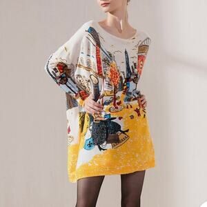 XIKOI Sweater Dress/Tunic 
Oversized Paris Theme One size